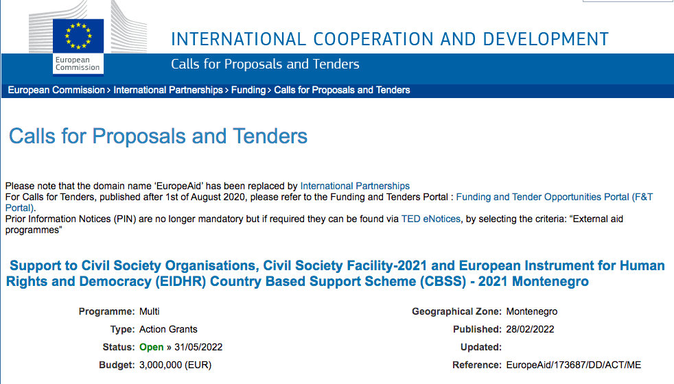 EU Delegation to Montenegro is Organising an Info Session for Civil Society Facility and EIDHR Call for Proposals